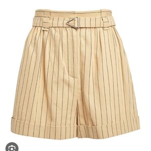Maje cotton-linen pinstripe beige shorts NWT